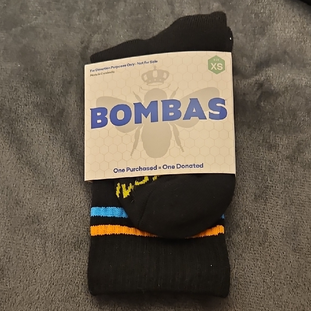 NWT Bombas Black Honeycomb Arch Support Stay Up Reinforced Socks Sz. XS